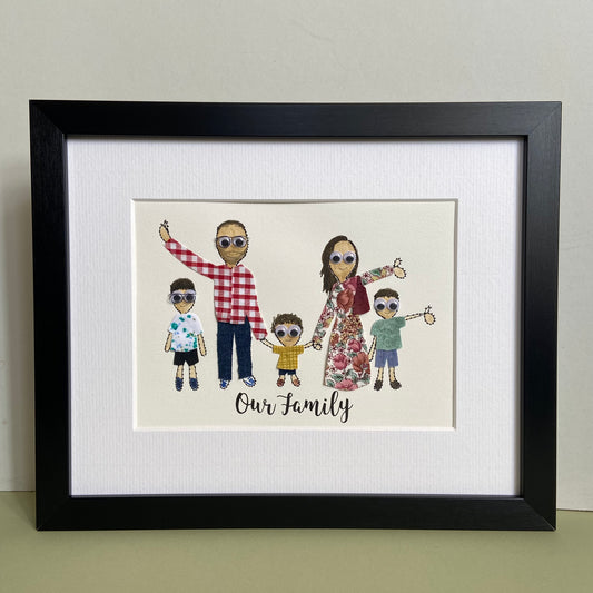 Personalised Couple with children/pets embroidered artwork