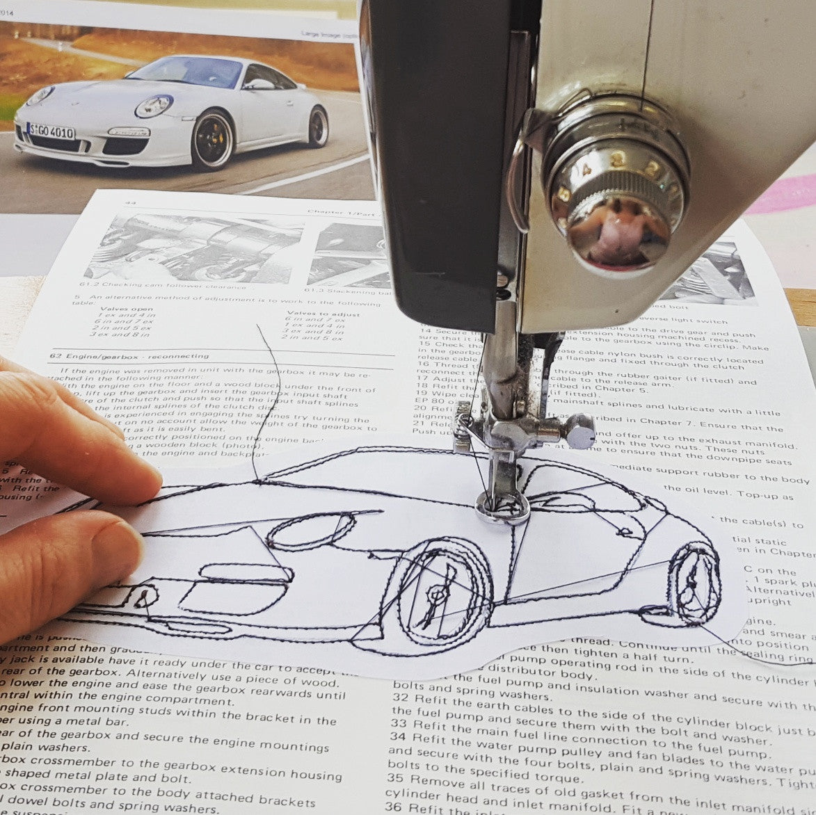 Personalised Porsche Embroidered Artwork - ZoeGibbons
