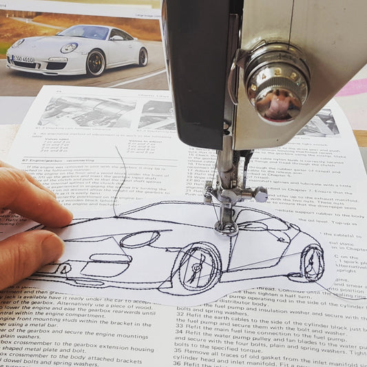 Personalised Porsche Embroidered Artwork - ZoeGibbons