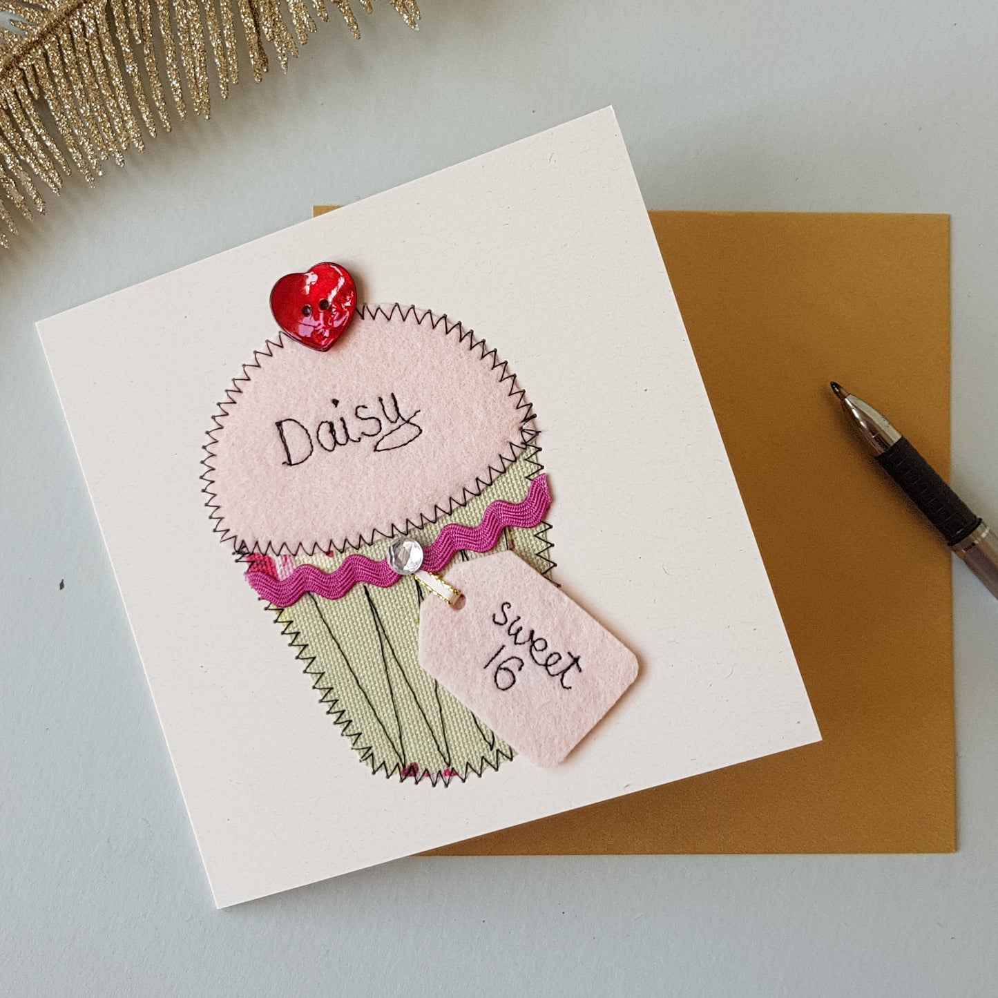 Personalised Cupcake Embroidered Card