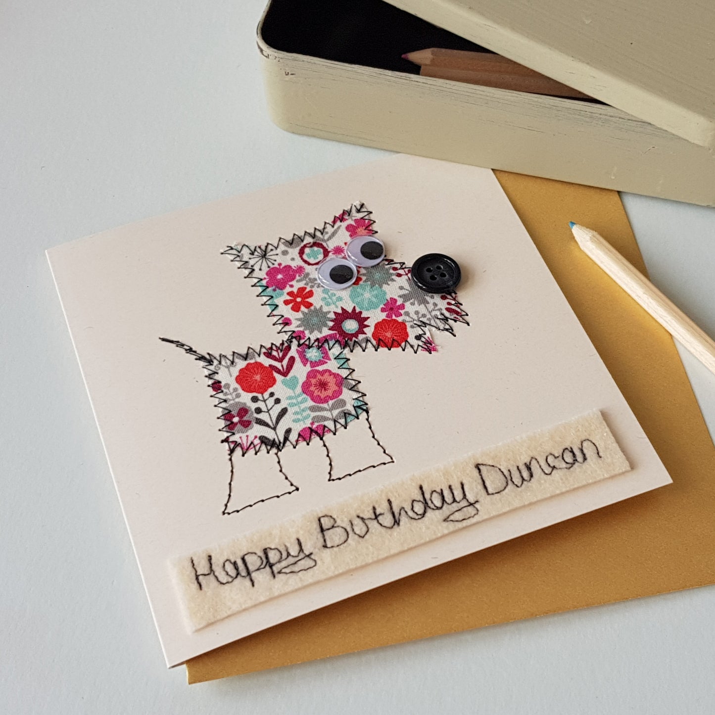 Personalised Dog Embroidered Card