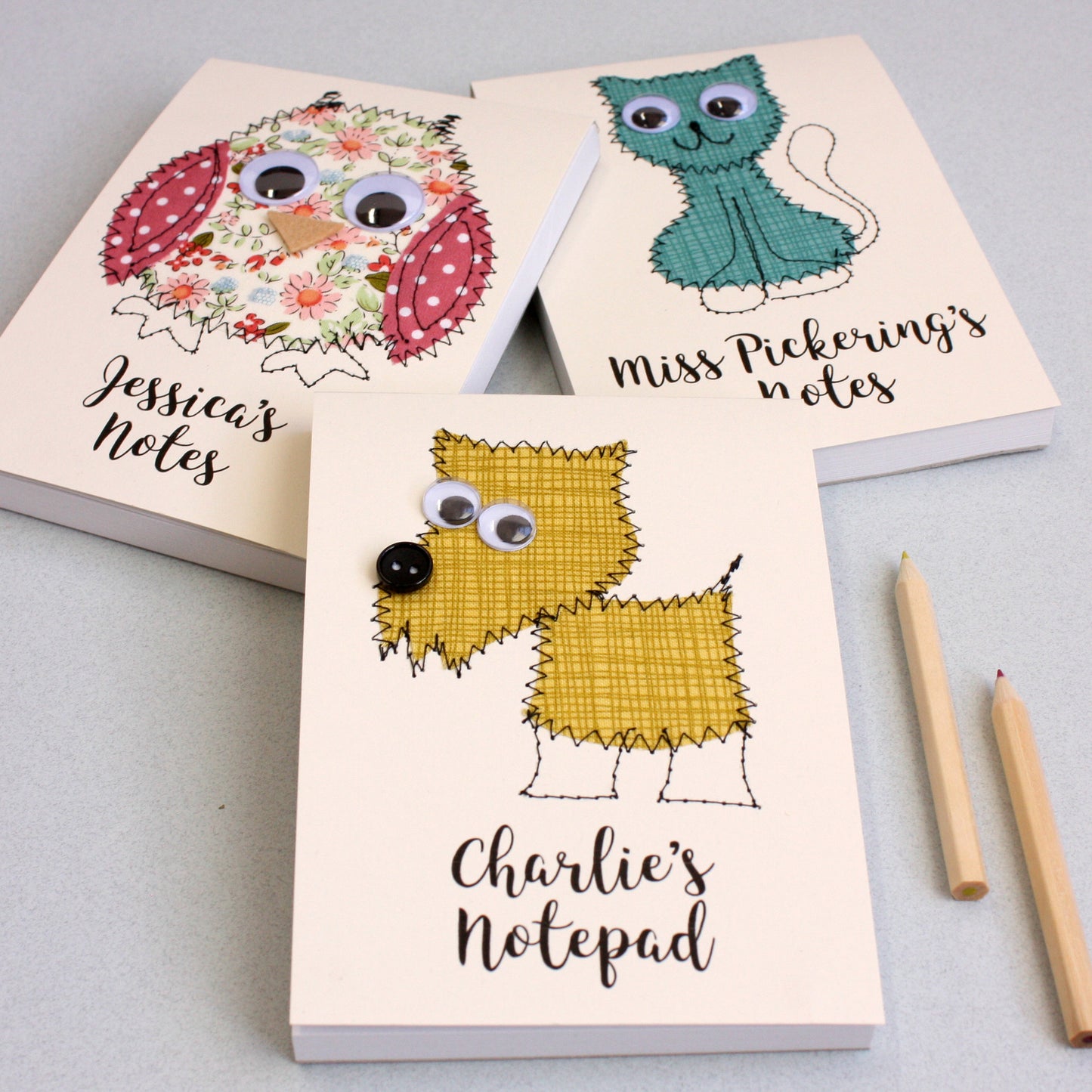 Personalised Owl Embroidered Notepad - ZoeGibbons