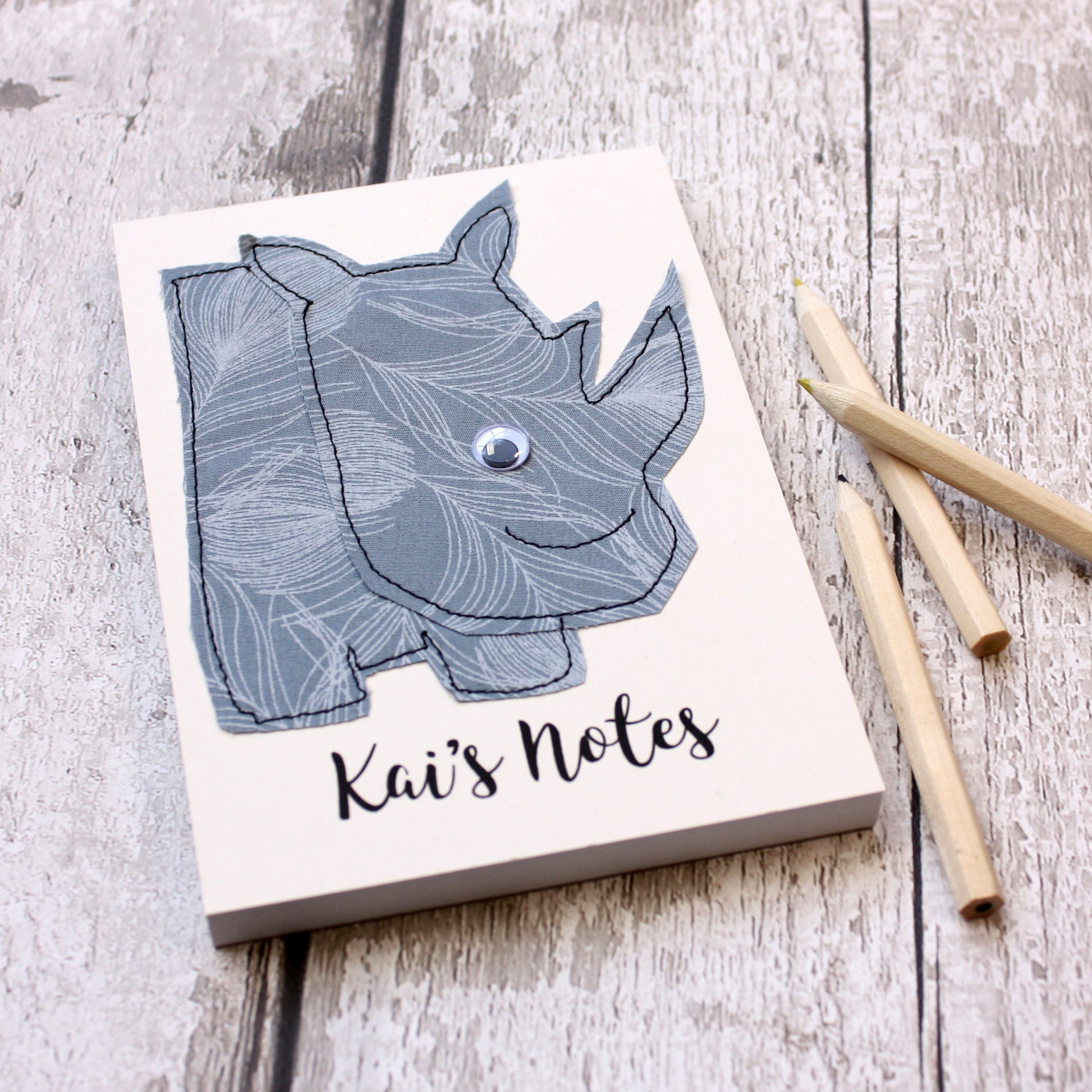 Personalised Safari Animal Embroidered Notepad - ZoeGibbons