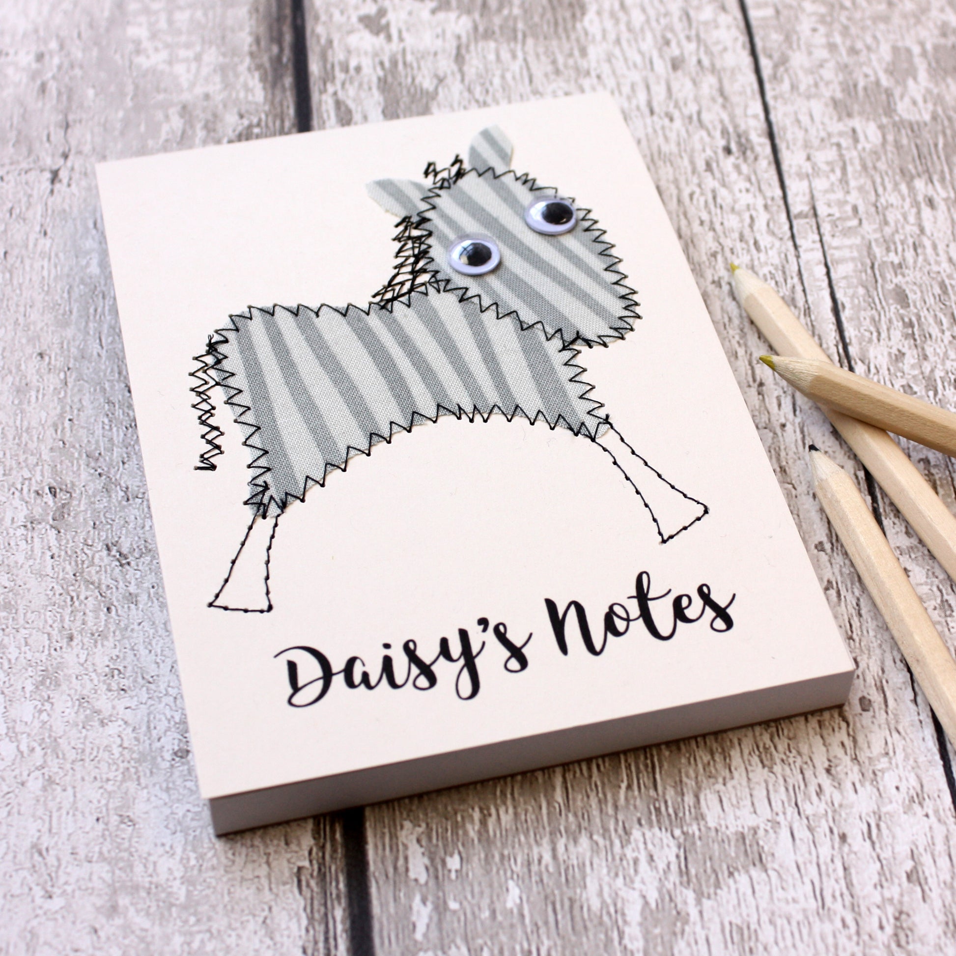 Personalised Safari Animal Embroidered Notepad - ZoeGibbons
