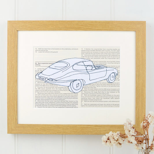 Personalised Jaguar E Type Embroidered Artwork - ZoeGibbons