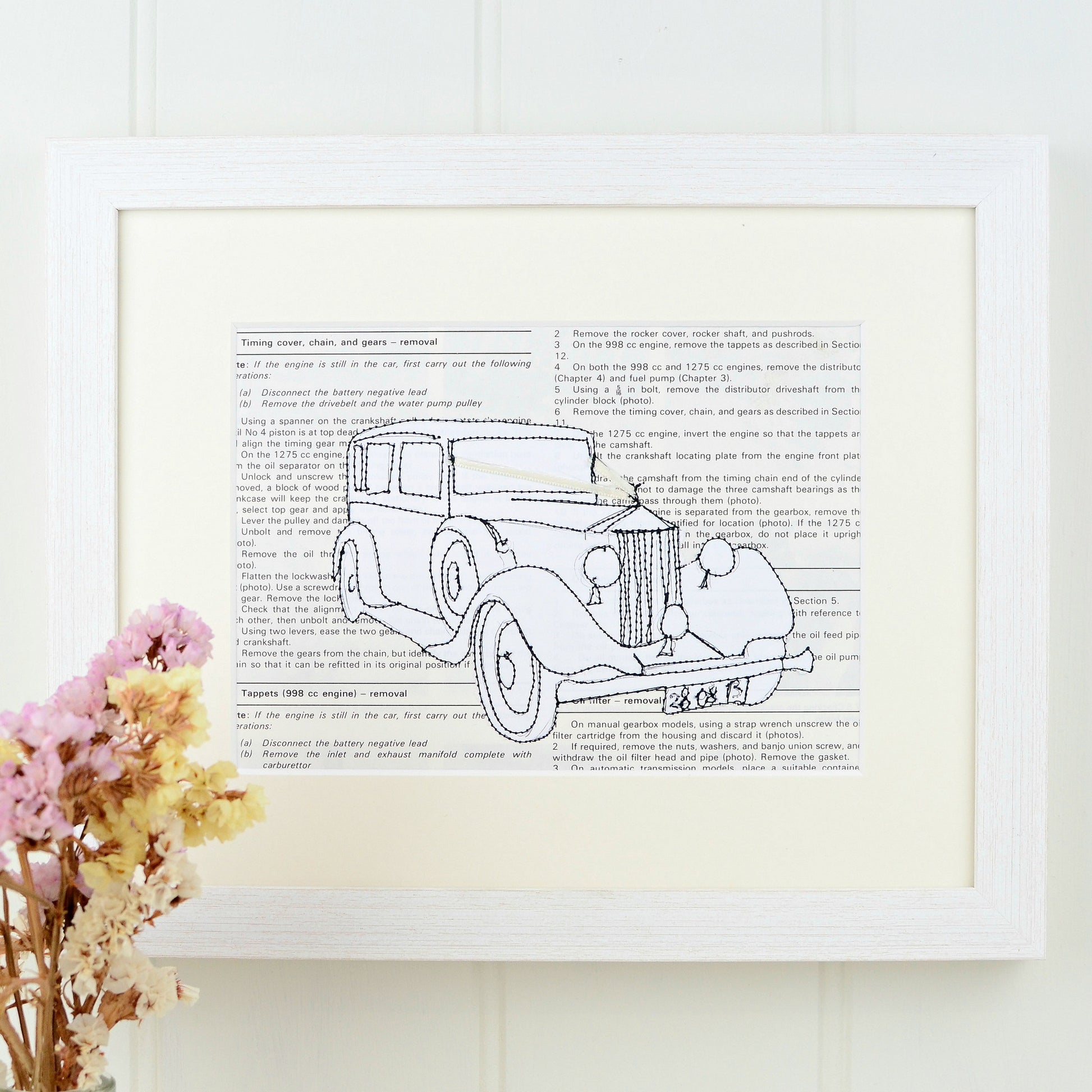 Personalised Wedding Car Embroidered Artwork - ZoeGibbons