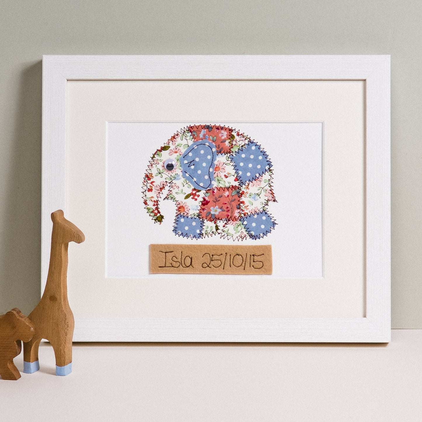 Personalised Elephant Embroidered Artwork - ZoeGibbons