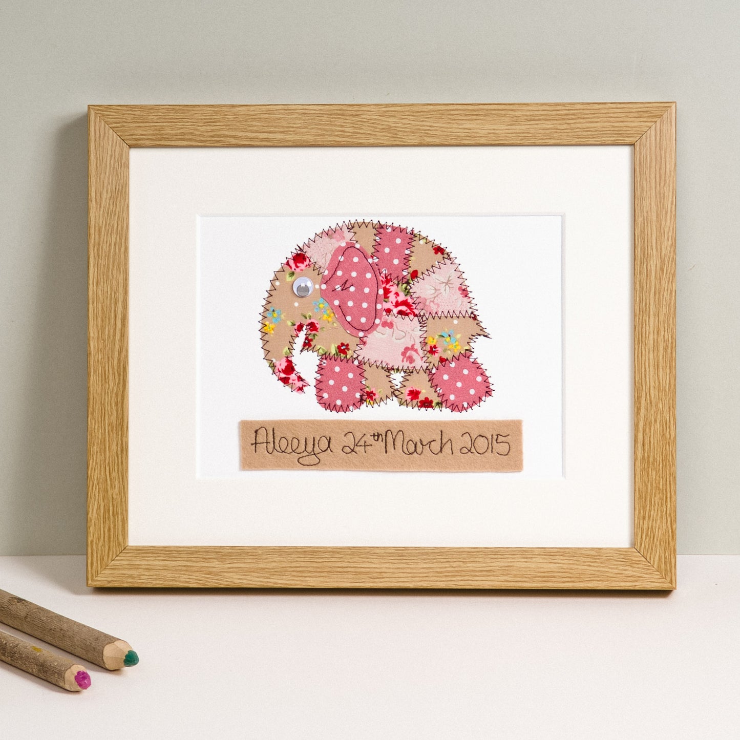Personalised Elephant Embroidered Artwork - ZoeGibbons