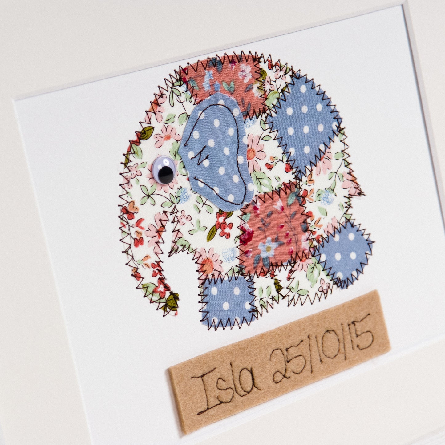 Personalised Elephant Embroidered Artwork - ZoeGibbons