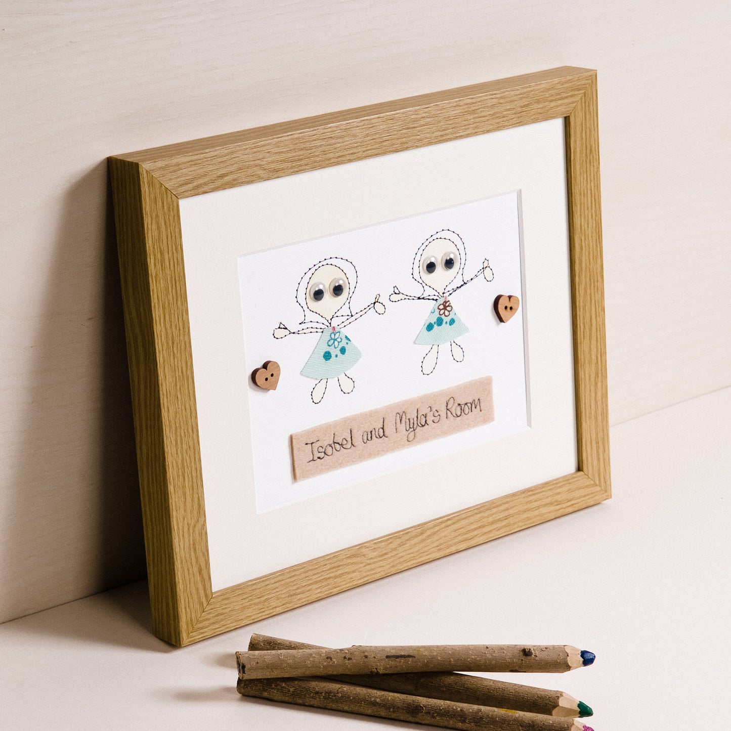 Personalised Siblings Embroidered Artwork - ZoeGibbons