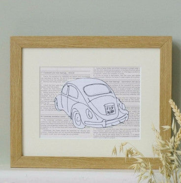 Personalised VW Beetle Embroidered Artwork - ZoeGibbons