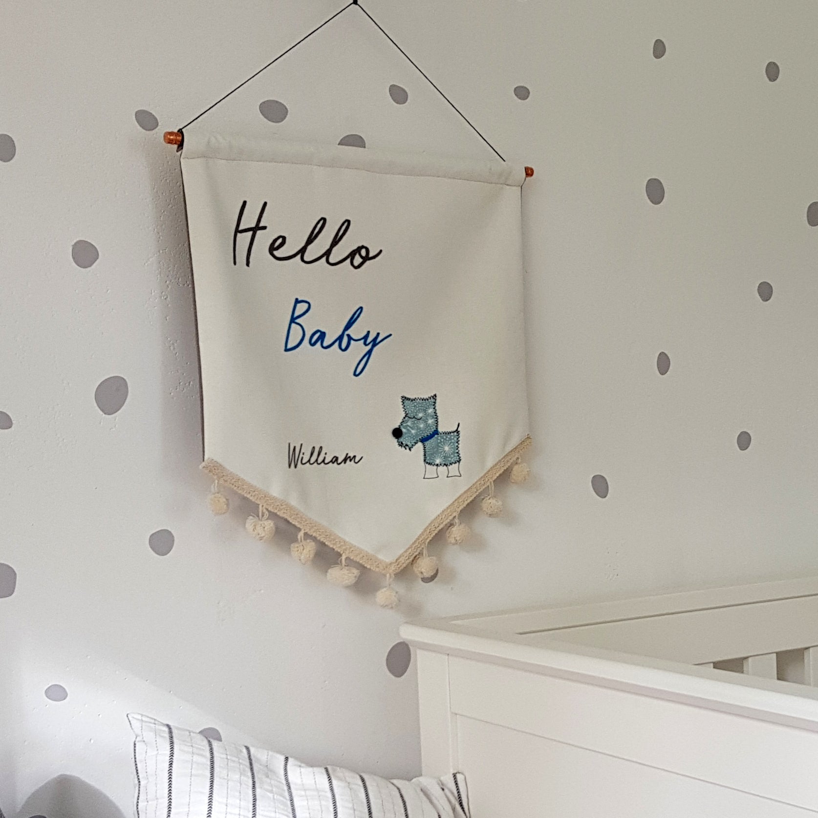 Personalised New Baby Embroidered Wall Hanging - ZoeGibbons