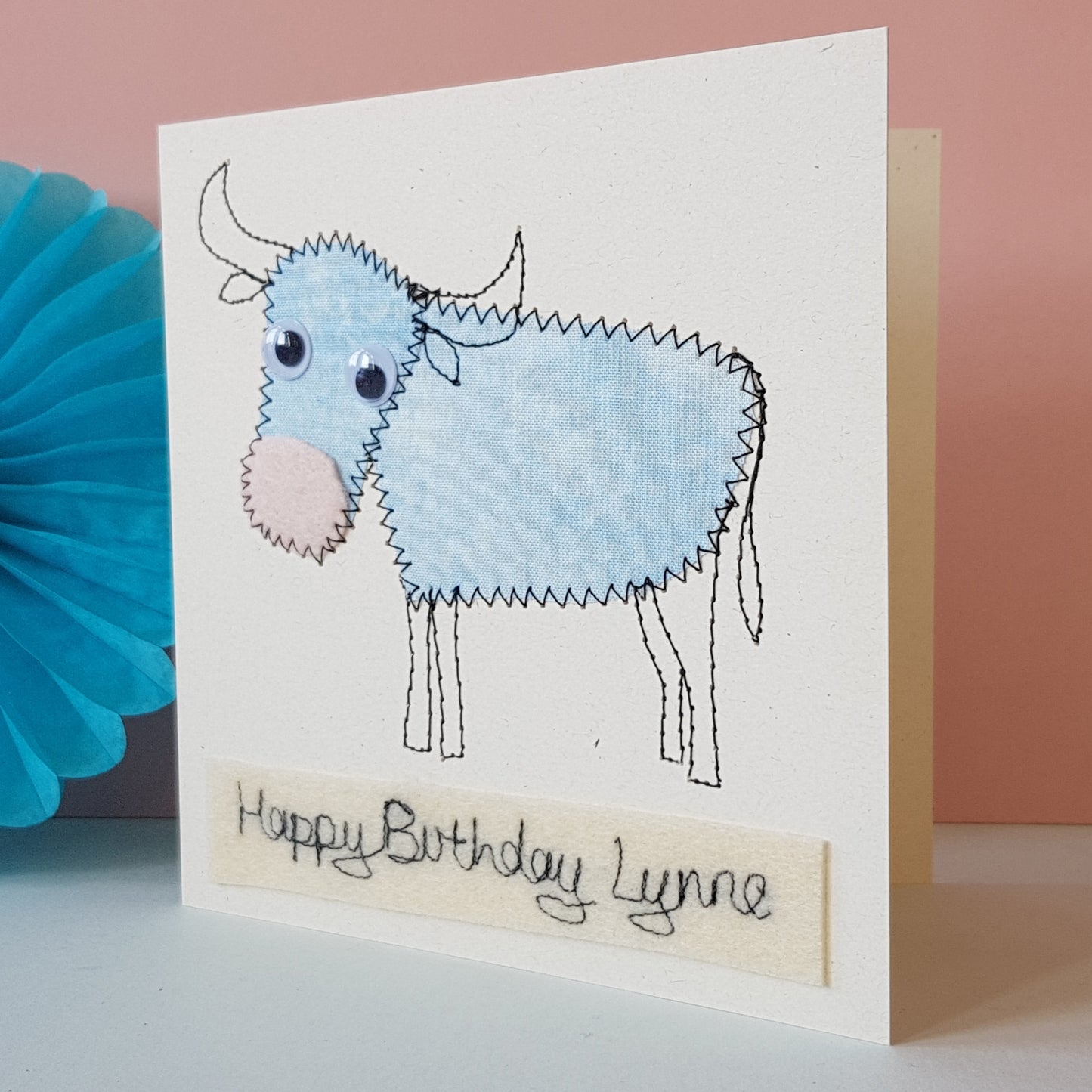 Personalised Bull Embroidered Card