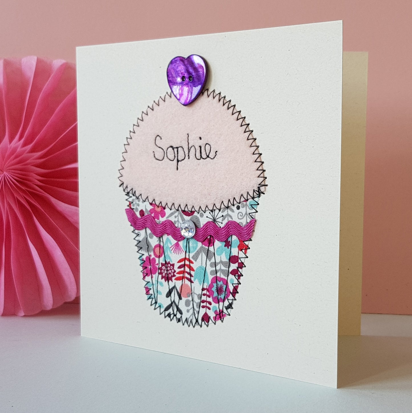 Personalised Cupcake Embroidered Card
