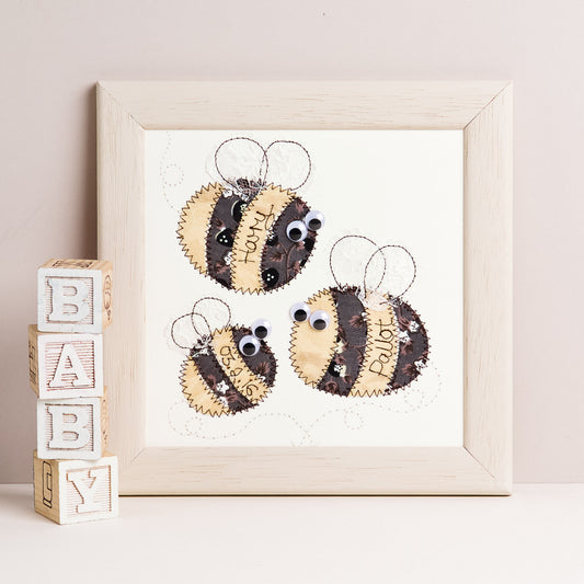 Personalised Bee Family Embroidered Plaque - ZoeGibbons