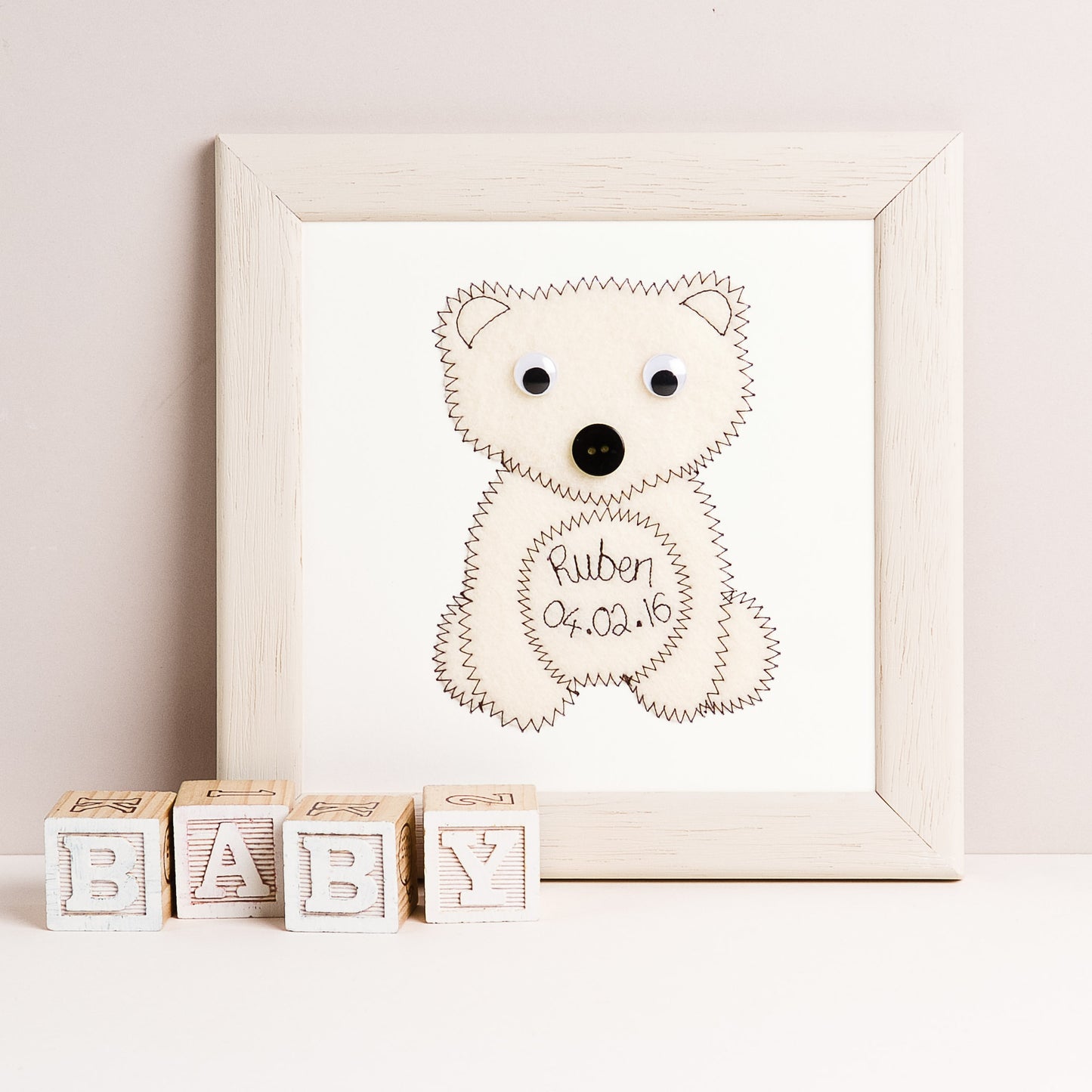 Personalised Polar Bear Embroidered Plaque - ZoeGibbons