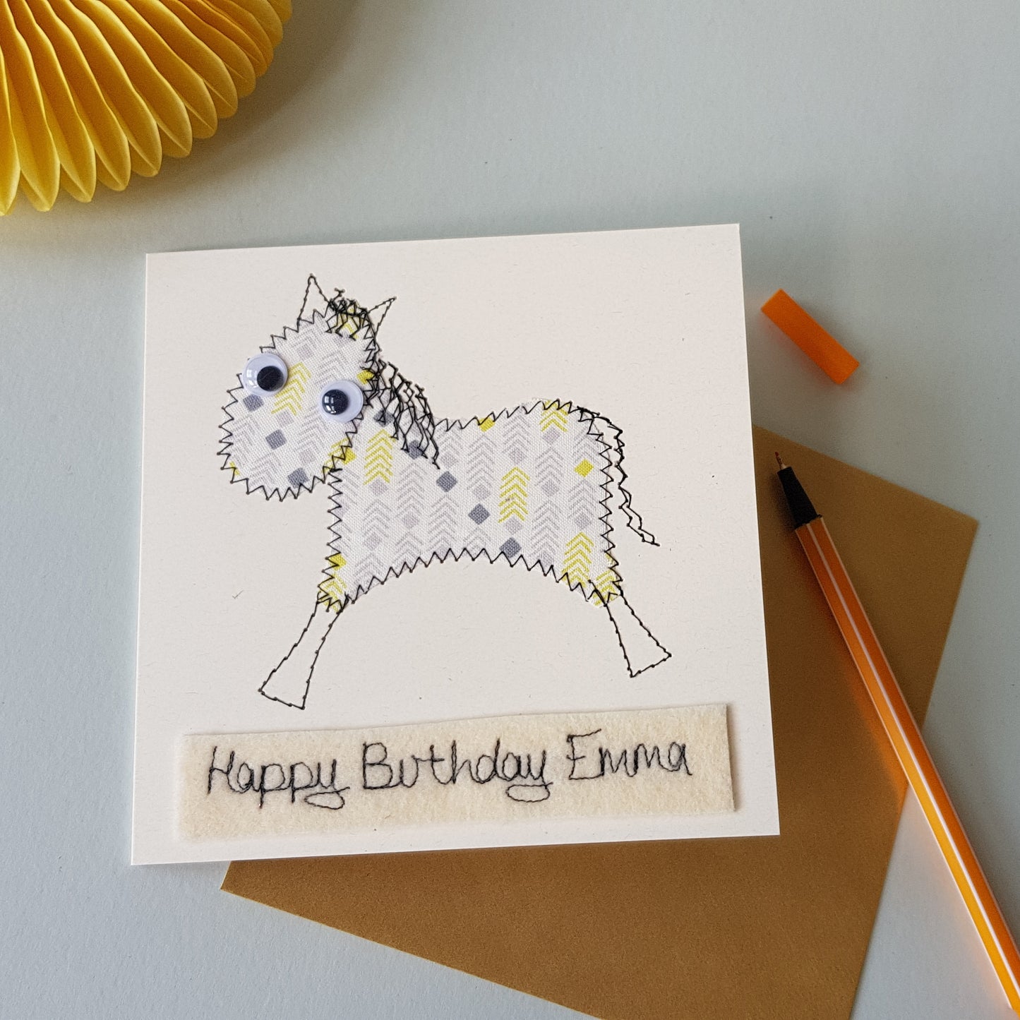 Personalised Horse Embroidered Card