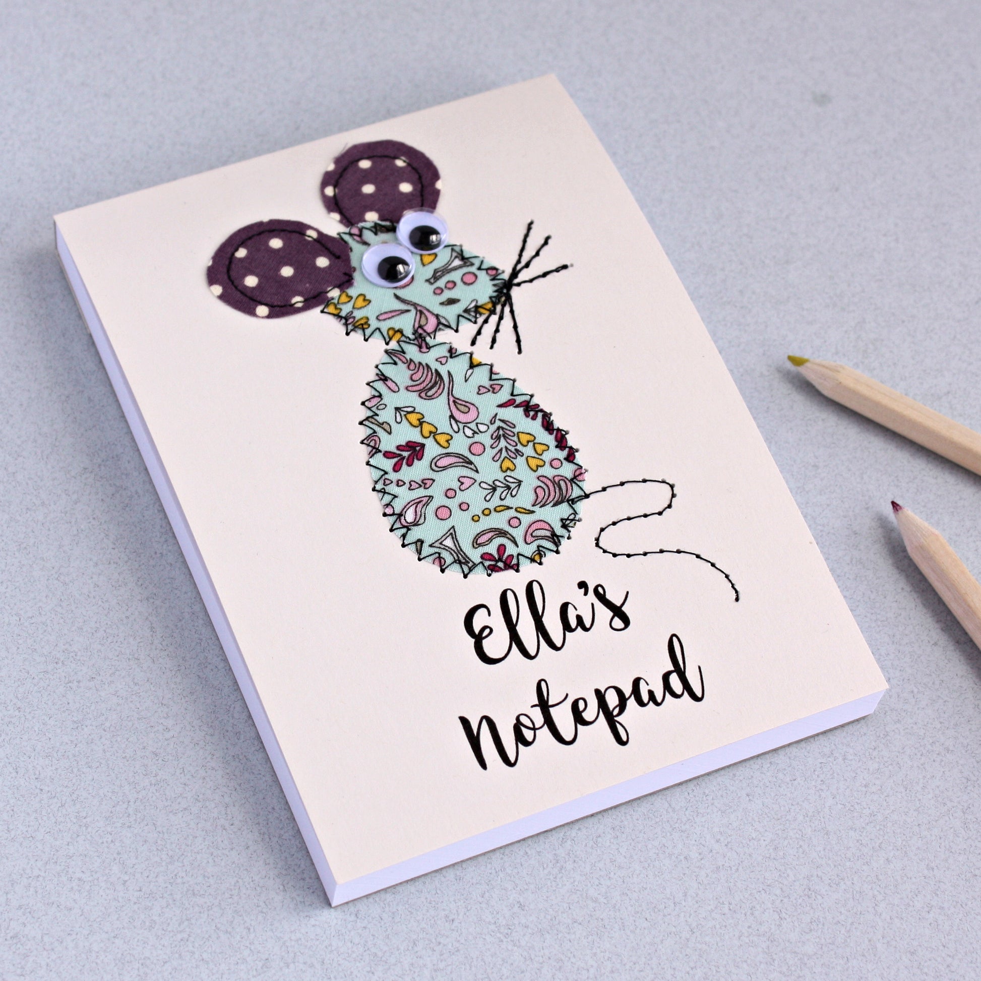 Personalised Mouse Embroidered Notepad - ZoeGibbons