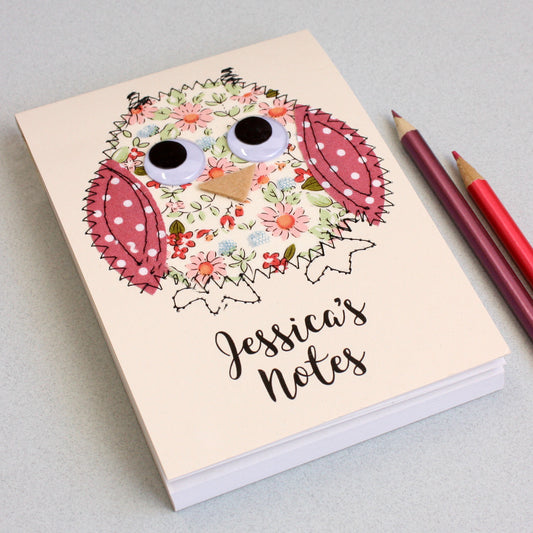 Personalised Owl Embroidered Notepad - ZoeGibbons
