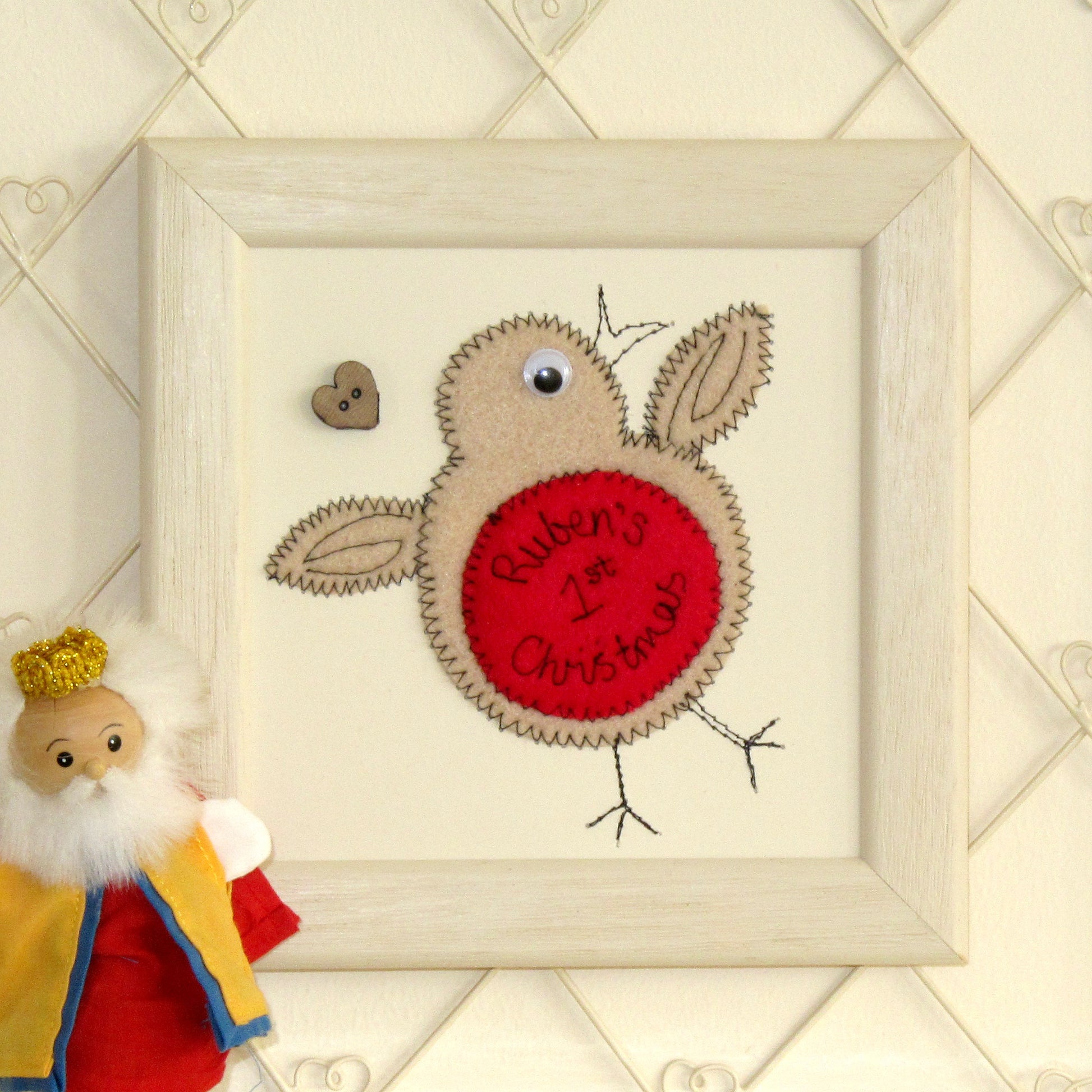 Personalised Robin Embroidered Plaque - ZoeGibbons