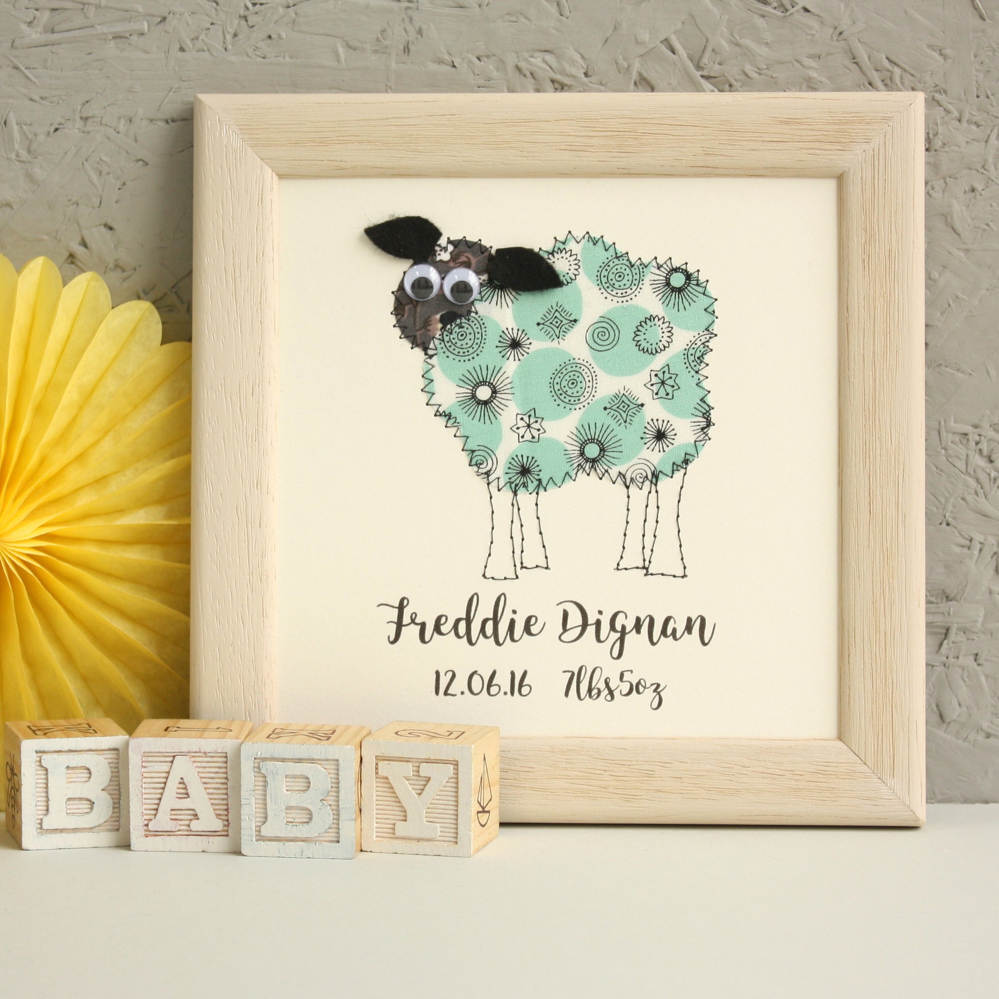 Personalised Sheep Embroidered Plaque - ZoeGibbons