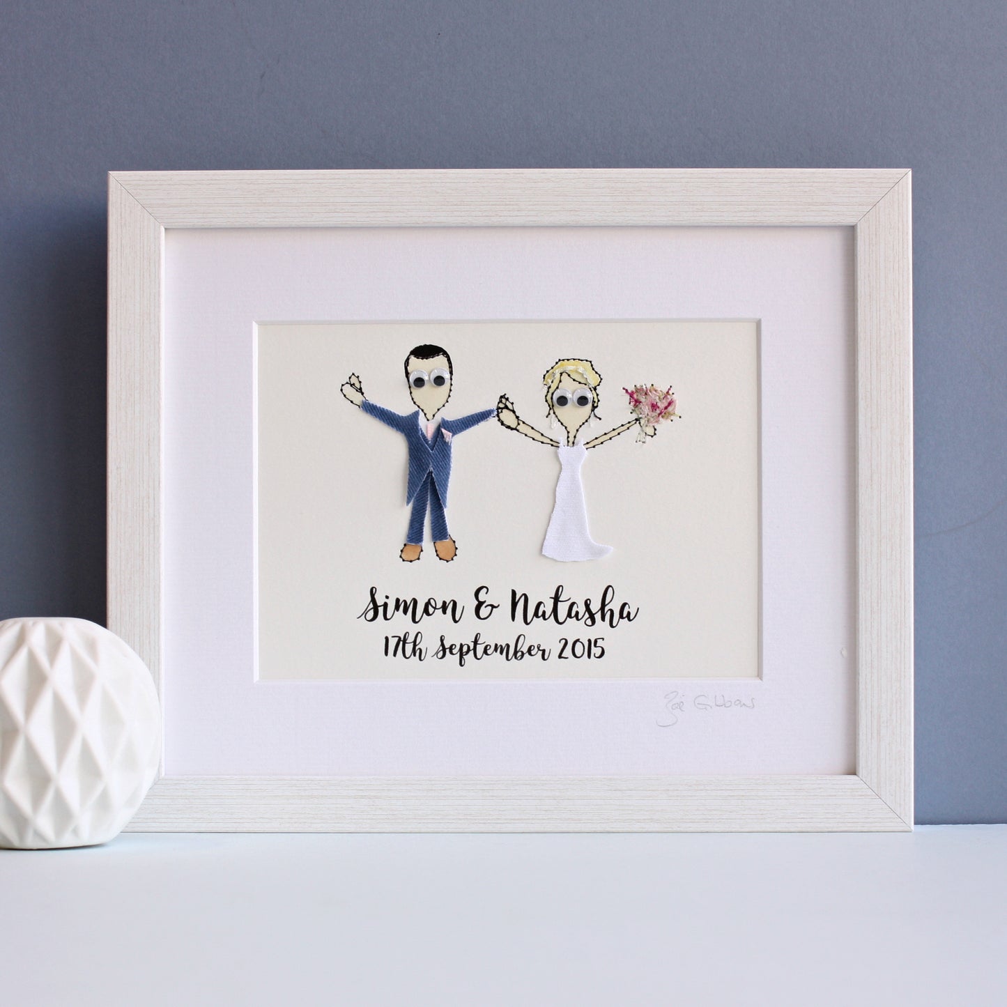 Personalised Couple with children/pets embroidered artwork - ZoeGibbons