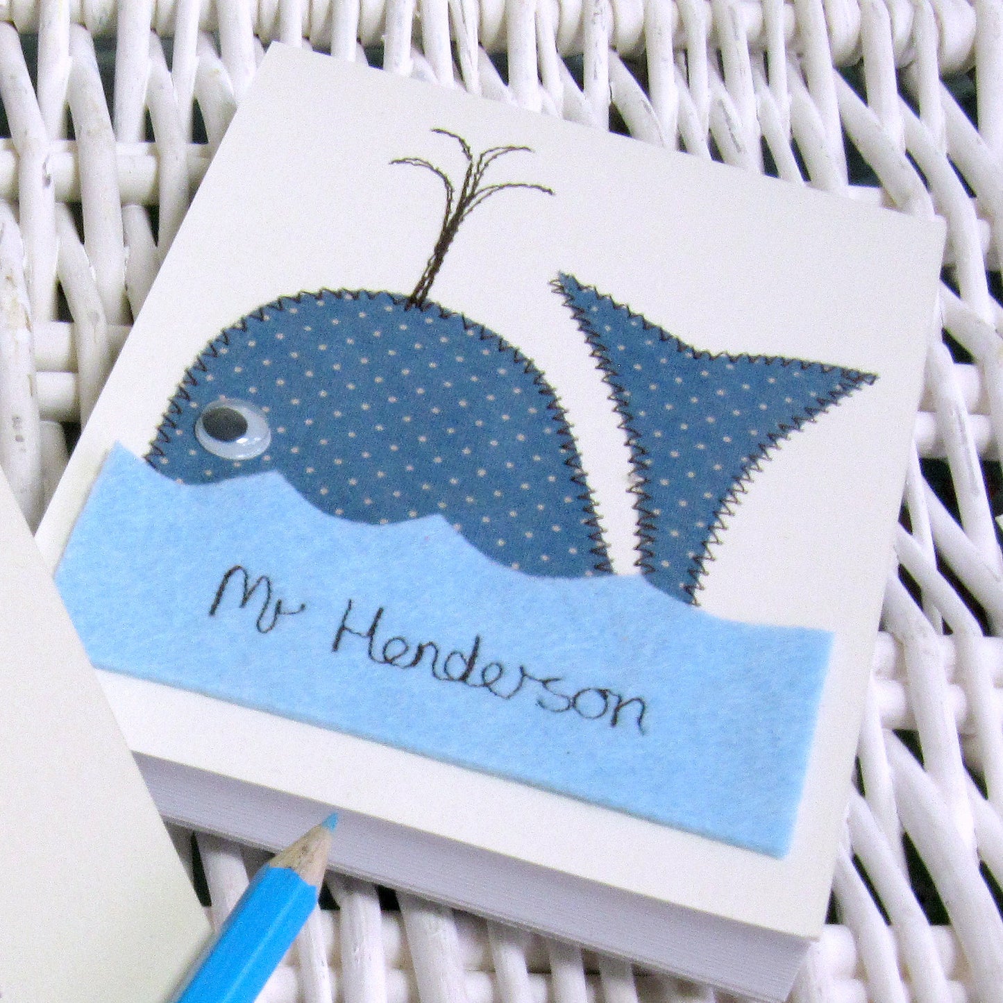 Personalised Whale Embroidered Notepad - ZoeGibbons